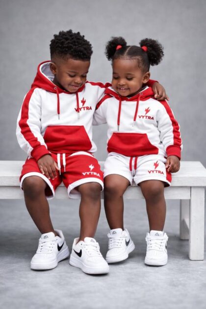 Vytra Mini-Kids Red Hoodie & Shorts Set